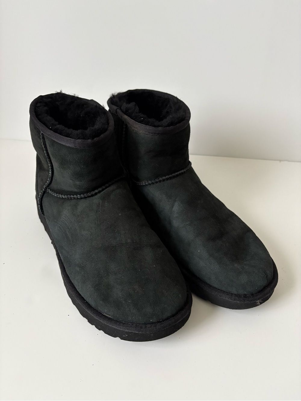 UGG Black Short Suede Shearling Ankle Boots